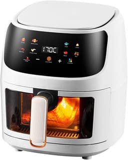 Heteluchtfriteuse met kijkvenster - Frituurpan zonder olie - Gezond koken - Watermist stoomfunctie - 8 liter capaciteit - Wit — thumbnail 1