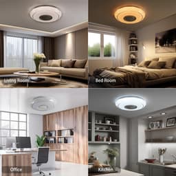 Plafondlamp met Luidspreker - Muziek Lamp - Verlichten en Muziek Afspelen - Art Deco Stijl - 48 watt - Wit — thumbnail 3
