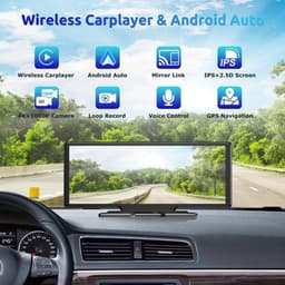 Dashcam – Auto Camera – Multimediasysteem – Recorder – Achteruitrijcamera – 10,26 Inch IPS Touchscreen – 4K Voorcamera & 1080p Achtercamera – Draadloze CarPlay & Android Auto – 64GB Geheugenkaart — thumbnail 2