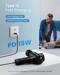 Massage Gun - Spierhersteller - Spierontspanning - Verwarmen Koelen - 0.7kg Lichtgewicht - Zwart — thumbnail 4