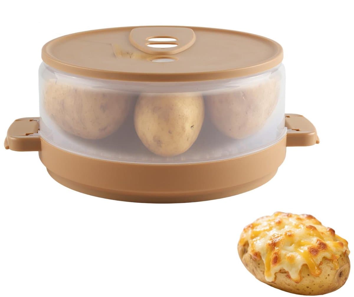 SnelShoppen - Stoomkoker Magnetron met Stoomventiel – BPA-vrije Aardappelkoker voor Ovenaardappelen in de Magnetron Bereiden – Vaatwasmachinebestendig — afbeelding 1