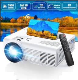 Yowhick - Beamer - Projector Beamer - Mini Meamer - 1080P - Automatische focus - met WiFi - 5G+2.4G Wireless Connection - Wit — thumbnail 1