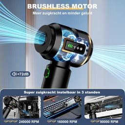 Handstofzuiger accu - Draagbare reiniger - Auto en huis - 4-in-1 functies - 28.000 PA - Zwart — thumbnail 3