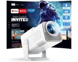SnelShoppen - Mini Projector Full HD 1080P met Android App, Draagbare Projector met WiFi en Bluetooth voor Thuisbioscoop, Automatische Verticale Corre
