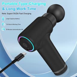 SnelShoppen - Massagepistool Draagbaar Massageapparaat 3200 tpm met Lange Steel en 4 Massagekoppen, 6 Snelheden, USB-C Opladen, Ontspannend Cadeau voo — thumbnail 3