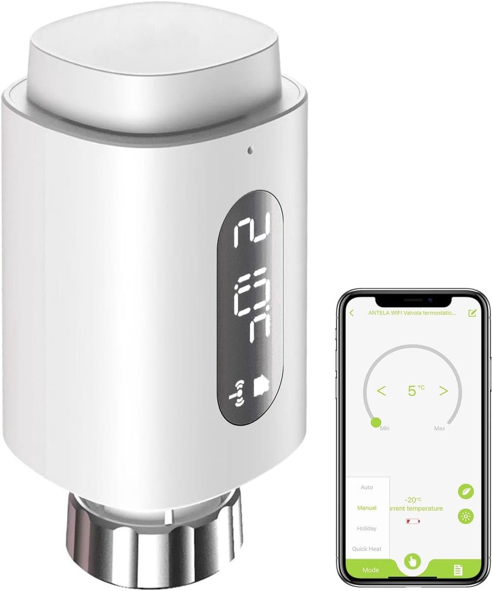 Slimme Thermostaat - Radiatorregelaar - Verwarming Regelen - App Bediening - 54 x 54 x 102 mm - Wit — afbeelding 1