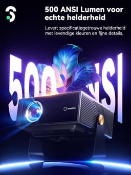 SnelShoppen - Smart Beamer 4K Mini Projector voor Thuisbioscoop, Autofocus, Trapeziumcorrectie, Wifi, Bluetooth voor Smartphone, PS5, Outdoor, Camping — thumbnail 2