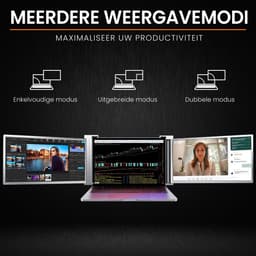 Elcostar Portable Monitor Tri-screen - 15.6 Inch - Full HD 60Hz - Draagbare Monitor - Laptop Scherm Uitbreider - Inclusief kabels en beschermhoes - Grijs - zilver — thumbnail 5