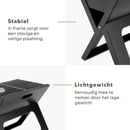 Cheqo® Opvouwbare Barbecue - Draagbare Houtskool BBQ - Portable BBQ - Draagbaar en Inklapbaar - Voor Camping en Strand - Camping BBQ - Houtskool — thumbnail 3