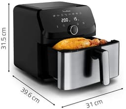 Moulinex Easy Fry Mega EZ855D20 friteuse Enkel 7,5 l Vrijstaand Heteluchtfriteuse Zwart, Roestvrijstaal — thumbnail 2