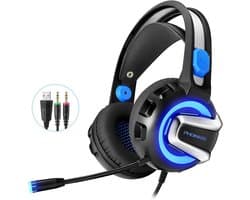 Gaming Headset – Stereo Over-Ear – 50mm Drivers – Noise Cancelling Microfoon – RGB LED – 3,5 mm Jack + USB – Geschikt voor PC, PS5, PS4, Playstation, Xbox One, Laptop