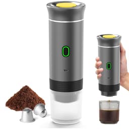 Draagbare reiskoffiezetapparaat - Draadloos voor in de auto - 12V - Espresso - 3-in-1 espressomachine - Oplaadbaar - Kantoor, Buiten, Thuis - Grijs - 1 stuk — thumbnail 5