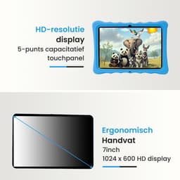 CRVFTED Tablet - 10 inch - Kids Proof - 64GB - Kinder Tablet - Gratis Beschermende Hoes - Ouderlijk Toezicht - Blauw - Gratis memory spel - Compact - Met voor & achter camera — thumbnail 2