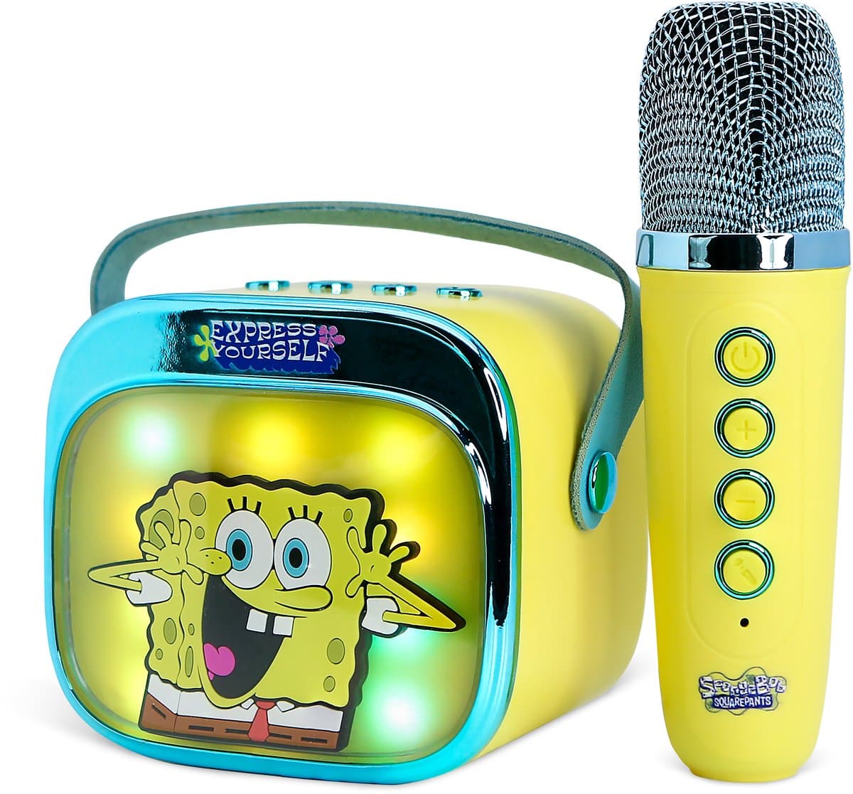 Sponge Bob - karaoke set voor kinderen - draadloze microfoon en speaker - met lichteffecten - stemvervorming — afbeelding 1