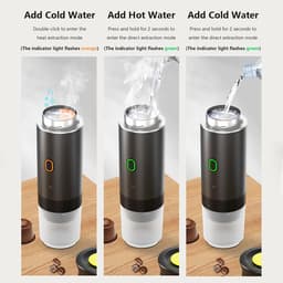 Draagbaar Koffiezetapparaat - 60ml - Capsule Koffie - 12V 6A 72W - Gemalen Koffie - Oplaadbaar - Cups - Auto en Camping - Snelle Verwarming voor Kantoor, Reizen, Camping, Thuis - Zwart — thumbnail 2