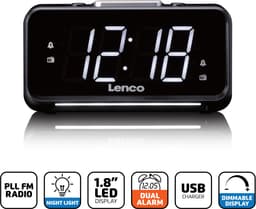 Lenco CR-28BK - Wekkerradio met handmatige dimmer, nachtverlichting en helder LED-display - Zwart — thumbnail 5