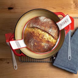 2 stuks Bakmat voor Nederlandse Oven - Broodslinger - Siliconen- Sling-bakmat met lange handgreep - Broodbakmat - Herbruikbare Nederlandse Ovenvoering met Lange Handvatten-Geschikt voor airfryer, oven en magnetron -52,5×21,5×0.04cm - rood — thumbnail 4