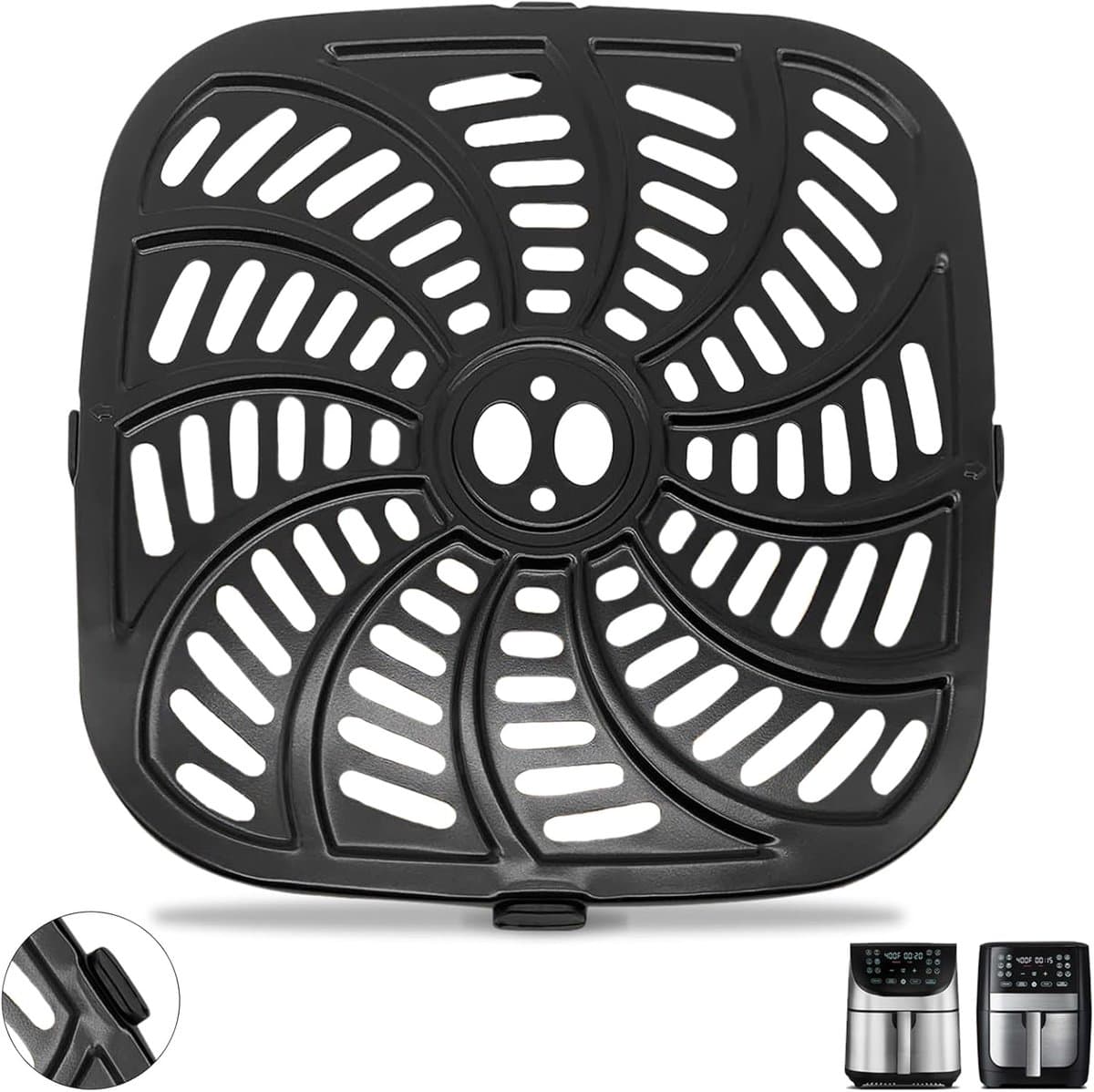 Geschikt voor Vervangende onderdelen voor Airfryer compatibel met Gourmia GAF826 GAF838 GAF856 Airfryer- antiaanbaklaag 9-8''*9-8'' vierkante Airfryer Accessoires Rekbak Grillpan Grillplaat Crisperplaat 8QT Airfryer — afbeelding 1