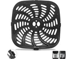 Geschikt voor Vervangende onderdelen voor Airfryer compatibel met Gourmia GAF826 GAF838 GAF856 Airfryer- antiaanbaklaag 9-8''*9-8'' vierkante Airfryer Accessoires Rekbak Grillpan Grillplaat Crisperplaat 8QT Airfryer