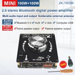 RFWR® Bluetooth 5.0 Stereo Power Audio Versterker - 100W per Kanaal — thumbnail 5