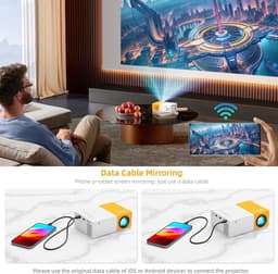 Mini Beamer - 1080P Full HD - Wifi Projector - Filmprojector voor buiten - Compatibel met HDMI, USB, Audio, TF-kaart, AV en afstandsbediening. (EU-stekker) — thumbnail 5