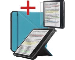 Hoes Geschikt voor Kobo Libra Colour - Met Screenprotector - Luxe E-reader Bescherm Case - Hoesje Book Cover - Turquoise