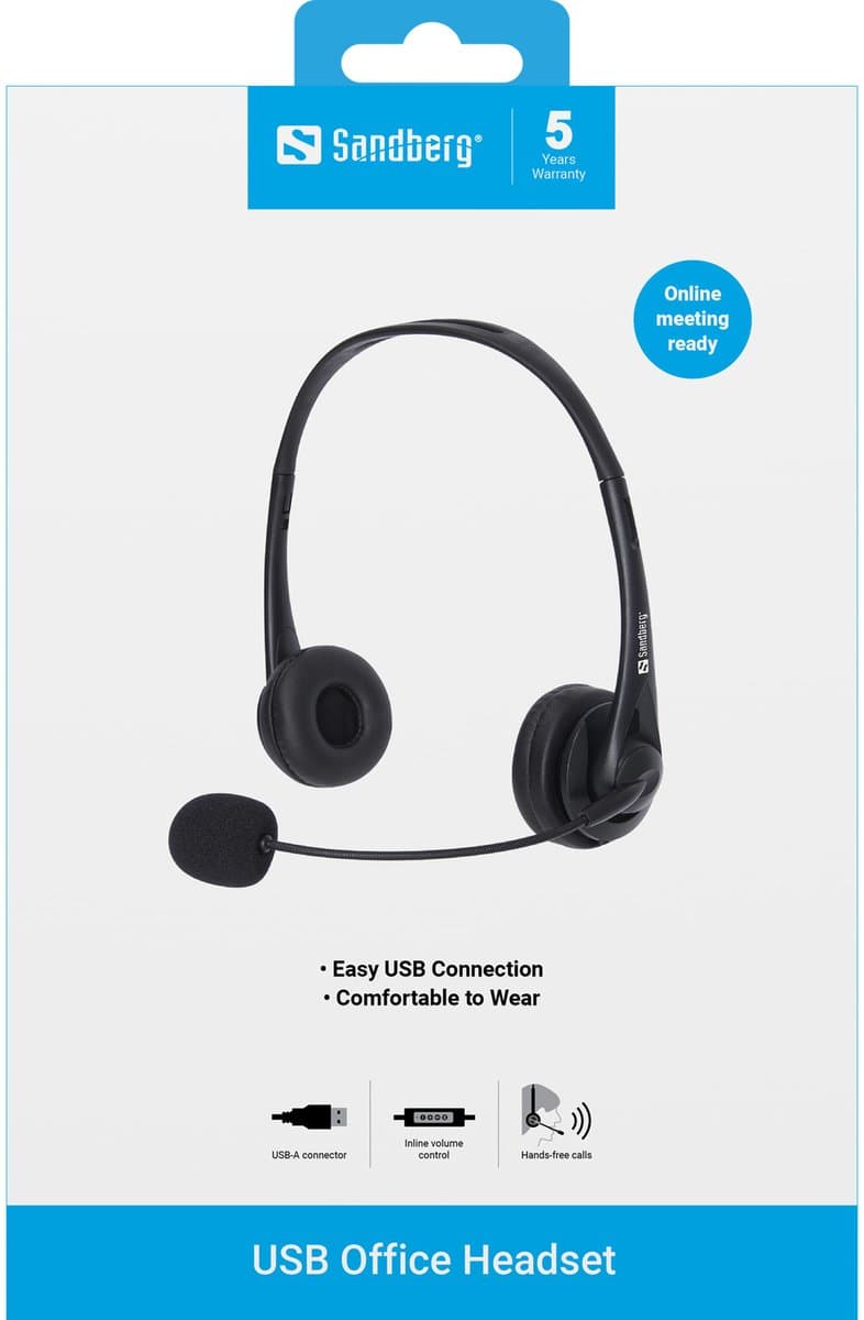 Sandberg - 126-12 - USB Office Headset - Zwart - Microfoon — afbeelding 1