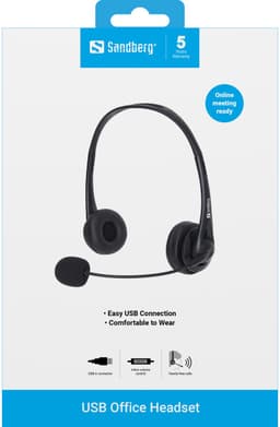 Sandberg - 126-12 - USB Office Headset - Zwart - Microfoon — thumbnail 1