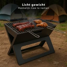 Cheqo® Draagbare Houtskool Barbecue – Opvouwbare BBQ Grill – Tafelbarbecue voor Buiten – Inklapbare Camping BBQ – Compacte Zwart Design Tuinbarbecue – Lichtgewicht Outdoor Grill met Vuurschaal & Handvaten — thumbnail 5