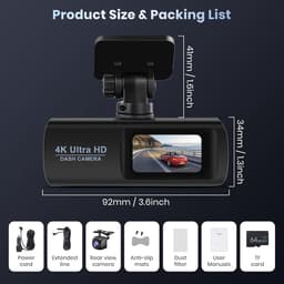 RFWR® Dual Dashcam voor Voorkant en Interieur van de Auto met 64GB Kaart — thumbnail 2