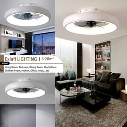 RFWR® Moderne Plafondventilator met Licht en Afstandsbediening - Dimbaar, 36W LED, 6 Snelheden, voor Slaapkamer en Woonkamer — thumbnail 5