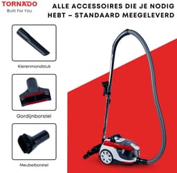 Tornado Stofzuiger VCCKC800RC800 W Zakloze Cilinderstofzuiger met 5 m Snoer & HEPA-filter — thumbnail 5