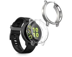 kwmobile 2x smartwatch hoes geschikt voor Garmin vivoactive 5 / active 5 hoesje - Siliconen sporthorloge cover - Activity tracker case in transparant / zilver