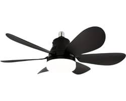 Bovista Plafondventilator - Met Verlichting - Plafond Ventilator - Met Lamp - Plafonniere Met Ventilator - Met Licht - Zwart - 50cm - 2 Stuks — afbeelding 1