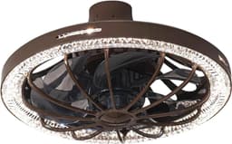 Nivard Plafondventilator - Met Verlichting - Plafond Ventilator - Met Lamp - Plafonniere Met Ventilator - Met Licht - Koffie - 33cm — thumbnail 1