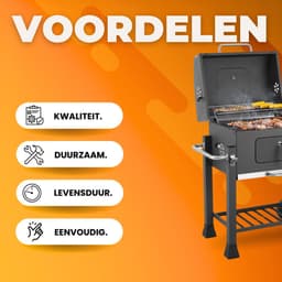 Barbecuewagen Tavien - Houtskoolbarbecue - BBQ - Smoker XXL - Houtskoolgrill - Met Wielen, Roestvrijstalen Handgreep - Perfect voor Buitenterras, Tuin en Achtertuin — thumbnail 2