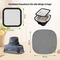 Airfryer accessoires Gescht voor Ninja CRISPi 1x roestvrij staal fijnmazige spatbescherming + 1x siliconen hittebestendige onderlegger voor Ninja heteluchtfriteuse FN101EUGY, FN101EUST en — thumbnail 5