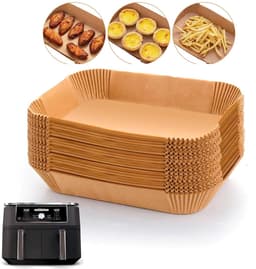 Wegwerp papieren inzetstukken geschikt voor airfryer, 100 stuks voedselveilig, dik siliconenoliepapier, 20,5 x 13,5 cm — thumbnail 1