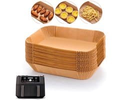 Wegwerp papieren inzetstukken geschikt voor airfryer, 100 stuks voedselveilig, dik siliconenoliepapier, 20,5 x 13,5 cm