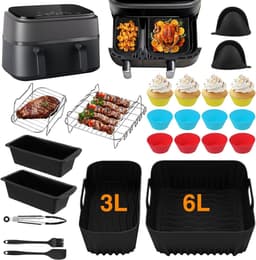 28 stuks Airfryer-accessoires, accessoireset Geschikt voor Philips Dual Basket Airfryer 3000/5000 serie (6 l/3 l), Dual Easy 5,2 l/3,1 l, siliconen vormen, grillrooster, bakvorm, keuken — thumbnail 2
