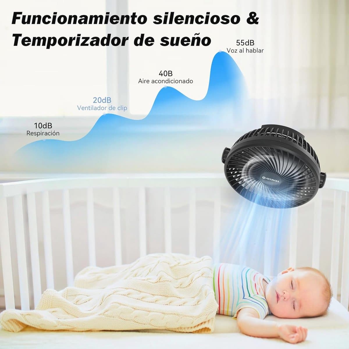 Oplaadbare 10000 mAh Clip-on Ventilator met Afstandsbediening en LED-verlichting — afbeelding 1