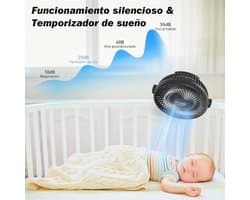 Oplaadbare 10000 mAh Clip-on Ventilator met Afstandsbediening en LED-verlichting