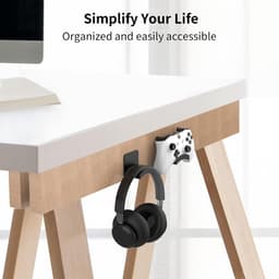 Allecta - Set van 2 headset houders met plakband voor gaming hoofdtelefoons in zwart - Handige wandhouder. — thumbnail 2