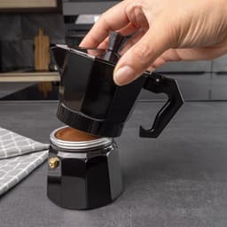 Intirilife Espressomaker aluminium - zwart - 3 kopjes mokkapot, 160 ml Italiaanse koffie, koffiezetapparaat geschikt voor gas, keramische kookplaat, elektrische kookplaat — thumbnail 5