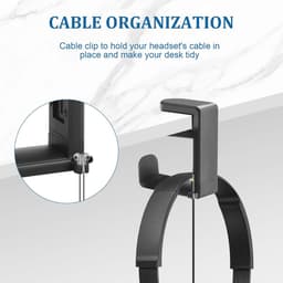 Hoofdtelefoonhouder onder bureau met 360 graden verstelbare arm en ingebouwde kabelorganizator — thumbnail 3