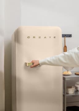 CREATE - Koelkast in retrostijl - Zand - Handvat Goud - FRIDGE RETRO 281L — thumbnail 5