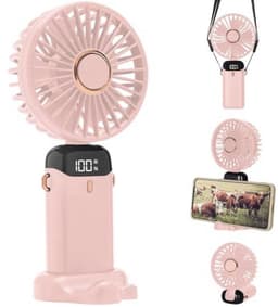 Draagbare USB Oplaadbare Handventilator met 5 Snelheden en LED-Display — thumbnail 5