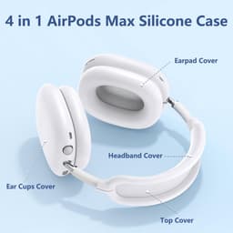 4-delige set - Siliconen Hoes - voor AirPods Max Hooftelefoons 1，2 van – Siliconen Oorkussens Beschermhoes - Oorschelp Beschermhoes, Hoofdband Beschermhoes – Anti-Kras Zachte Siliconen Beschermer – wit — thumbnail 4
