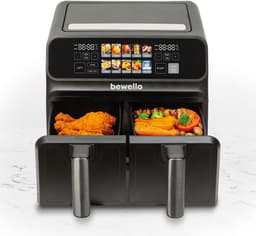 Airfryer XXL – Dubbele Lade – 4 + 4 Liter – 2200 Watt – Olievrij Frituren – Touchscreen Display – Timerfunctie – Non Stick Bakmanden – Zwart – 230V – 1 Stuk [BW1002D] — thumbnail 2