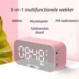 1 artikel - Luidspreker - Draadloze Bluetooth-luidspreker met wekkerfunctie - Luidspreker met mini-kaartsleuf - Cadeau - Ondersteunt TF-kaart, USB-flashdrive en AUX-interface - Vintage design - Roze — thumbnail 2